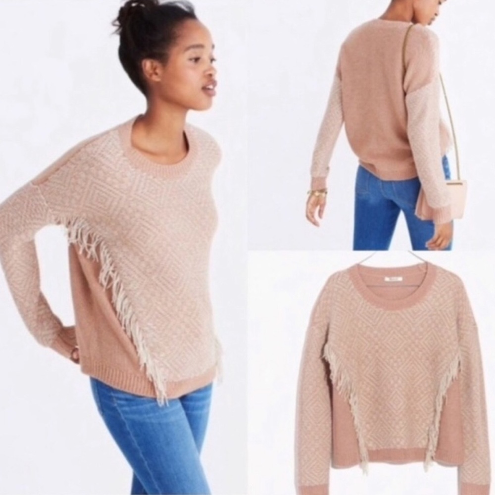 Madewell Blush sweater with fringe